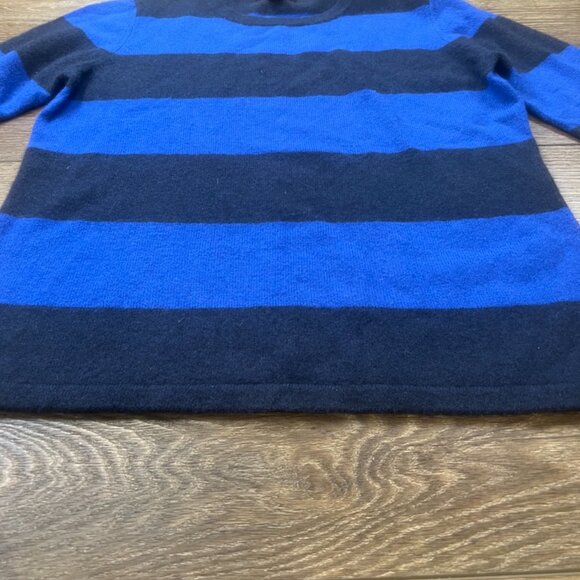 Fenn Wright Manson 2-ply 100% Cashmere Women's Striped Crewneck Sweater Blue L - Picture 4 of 12